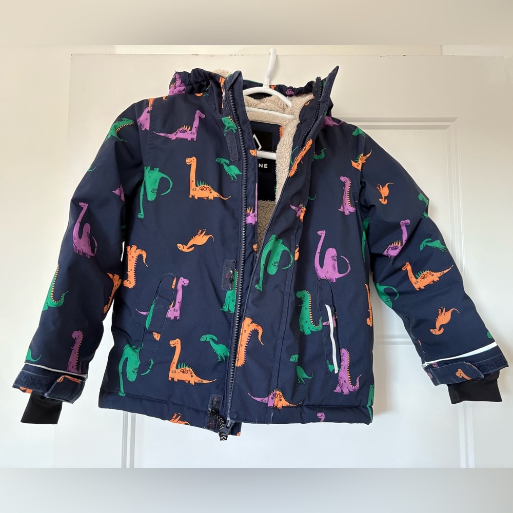 Kids Fleece-lined Dinosaur Print Jacket